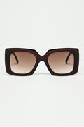 Q2 vintage silhouette sunglasses with a subtle angled cat-eye in burgundy