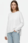 White knit sweater with mesh collar detail