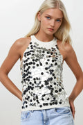 White knit top with sequin detail