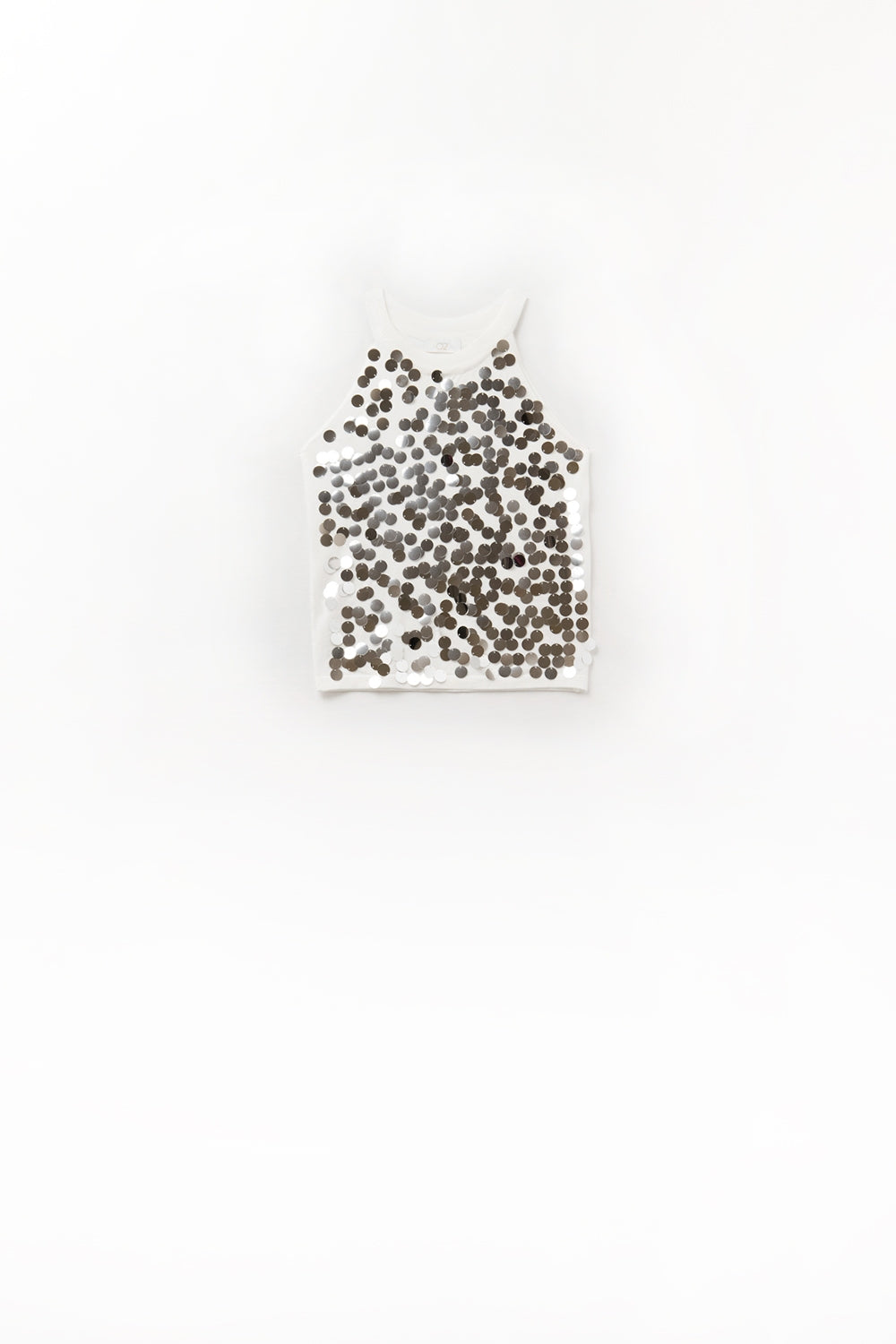 Q2 White knit top with sequin detail