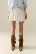 Q2 white poplin balloon miniskirt
