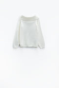 Q2 White sweater with a boat neckline