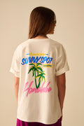 Q2 White t-shirt made in Italy with Honolulu graphic