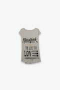 Q2 White T-Shirt with Text Design and Wide-Oval Neckline