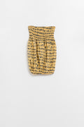 Q2 Yellow Elastic Strapless Top With Black Lettering