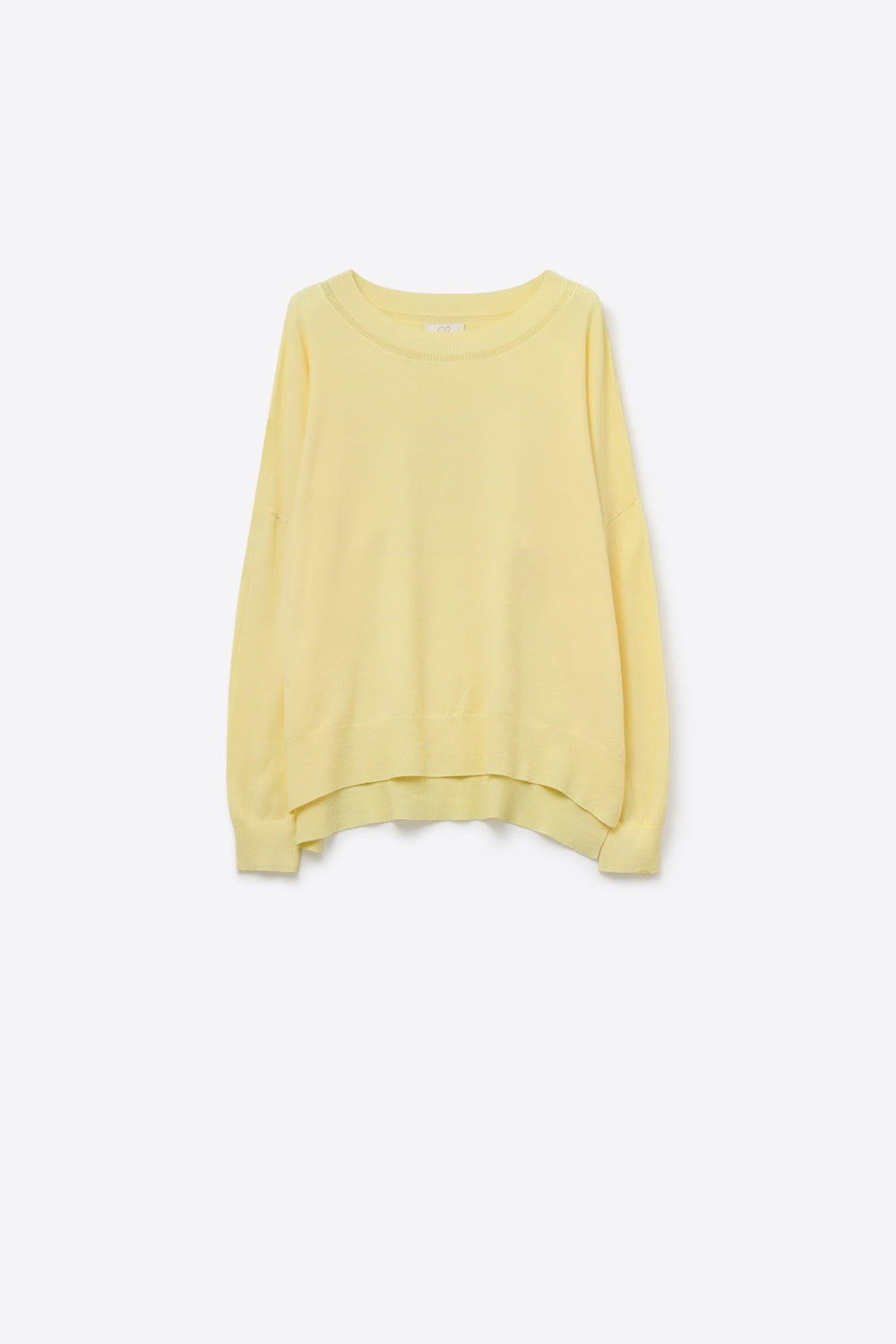 Q2 Yellow knit sweater with mesh collar detail
