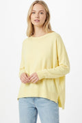 Yellow knit sweater with mesh collar detail