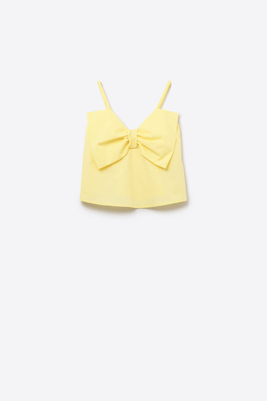 Q2 Yellow poplin crop top with bow detail