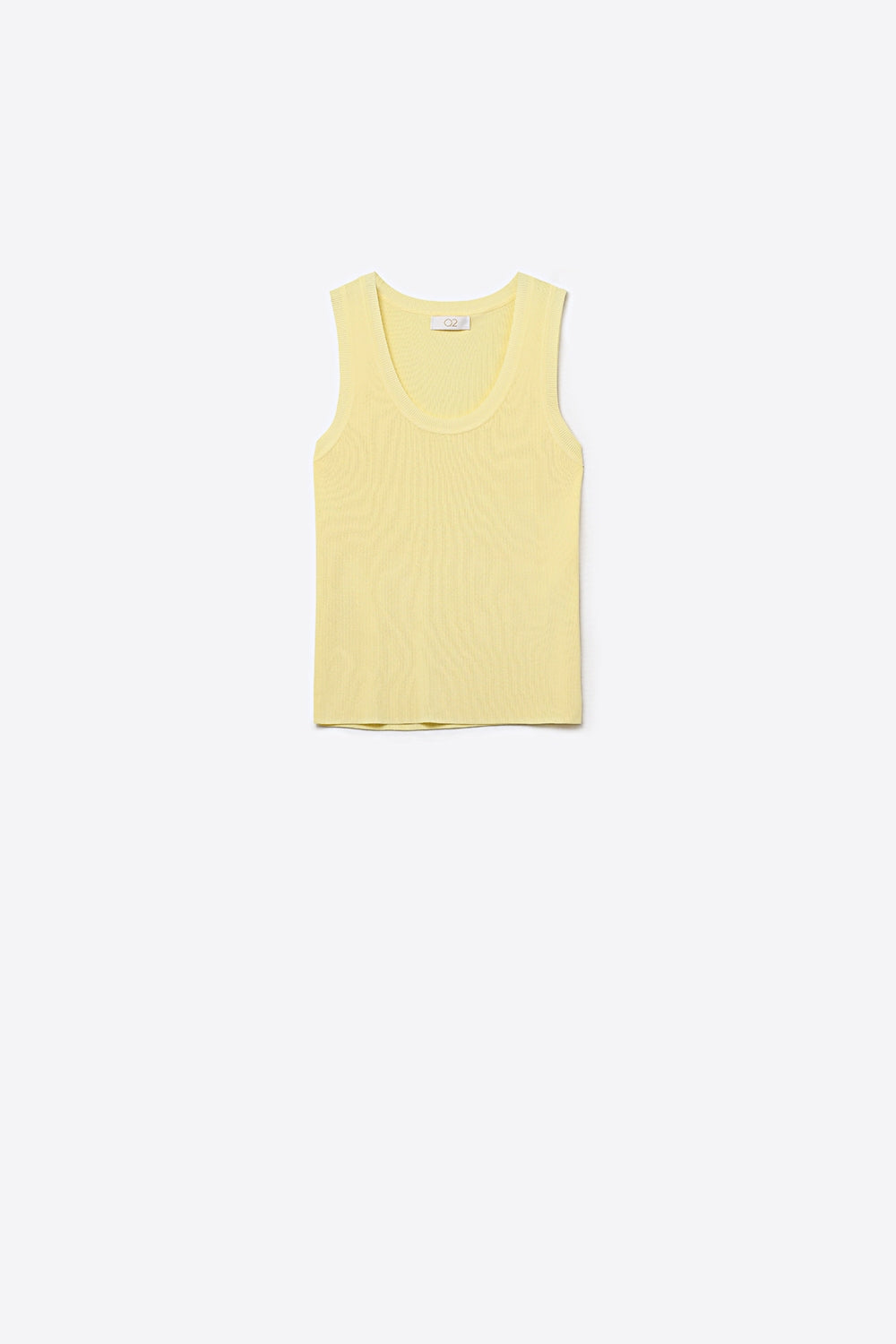 Q2 Yellow Ribbed Knit Sleeveless Tank Top with scoop neck