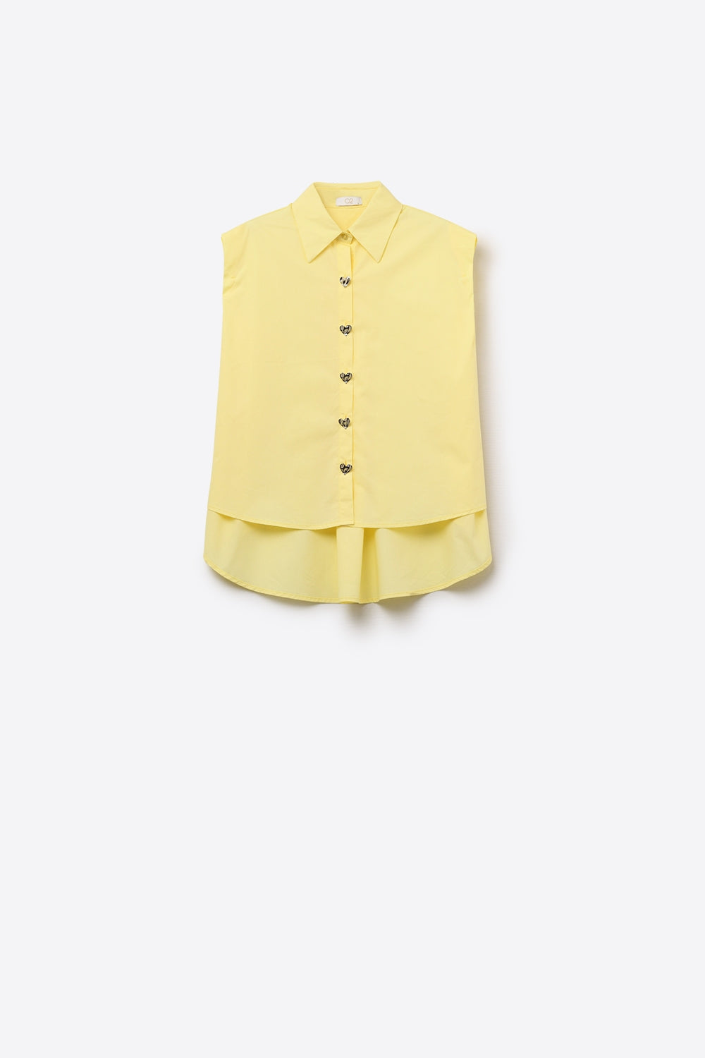 Yellow Sleeveless Blouse with Heart-shaped Buttons