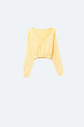 Q2 Yellow V-Neck Long Sleeve Crop Top