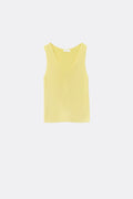 Q2 Yelow sleeveless fine knitted top With V-Neck